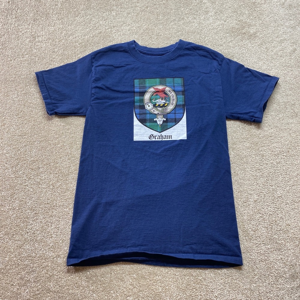 Hanes Shirt‎ Boys Small Graham Clan Tartan Crest Short Sleeve Graphic Tee